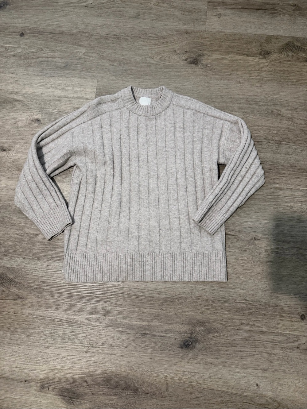 Women's Ribbed Crewneck Sweater - Light Beige